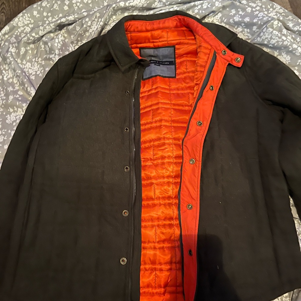 Tommy Hilfiger Black Jacket with Bold Orange Lining
